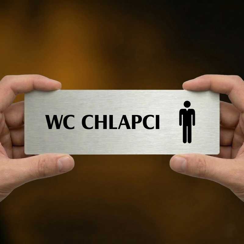 WC chlapci, 200x66mm, zlatá popiska s okrasným rámečkem  