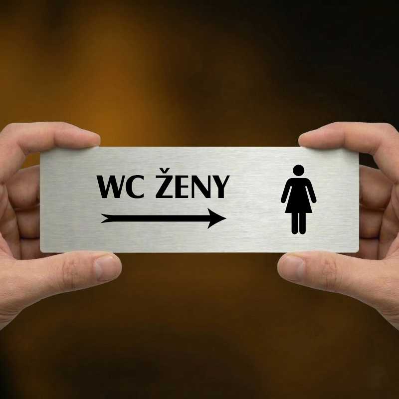 WC ženy vpravo, 240x79mm, stříbrná popiska 