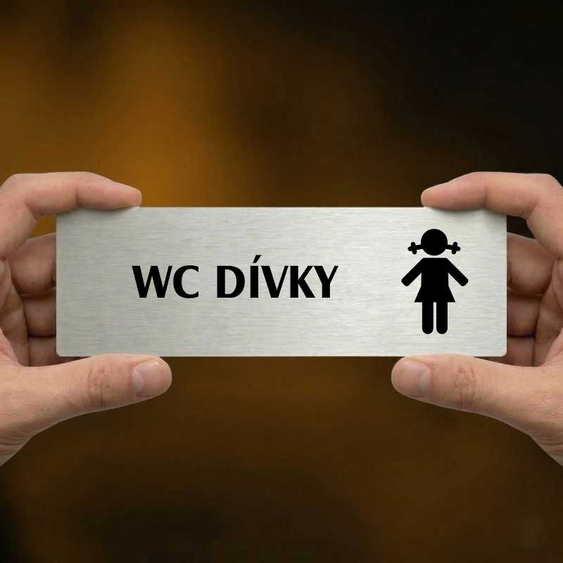 WC dívky, 200x66mm, zlatá popiska s imitacemi šroubků