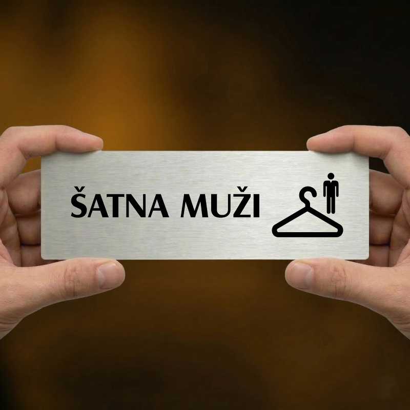 Šatna muži, 240x79mm, zlatá popiska s ozdobou uprostřed