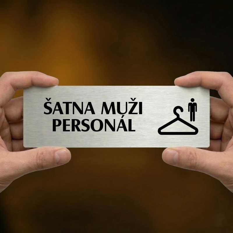 Šatna muži personál, 240x79mm, zlatá popiska s imitacemi šroubků