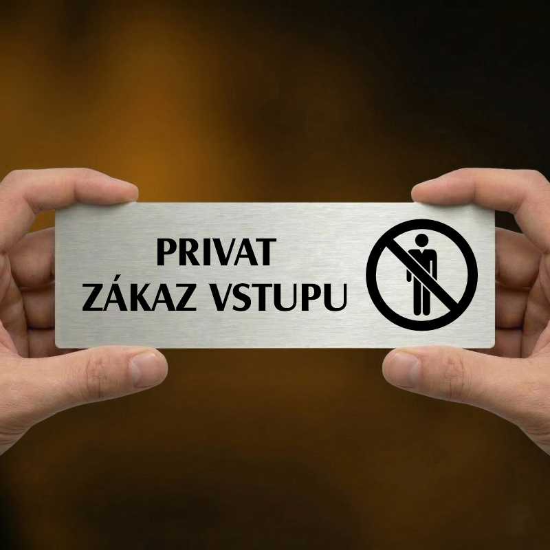 Privat, 200x66mm, zlatá popiska s imitacemi šroubků