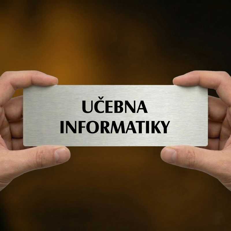 Učebna informatiky, 200x66mm, zlatá popiska s rámečkem