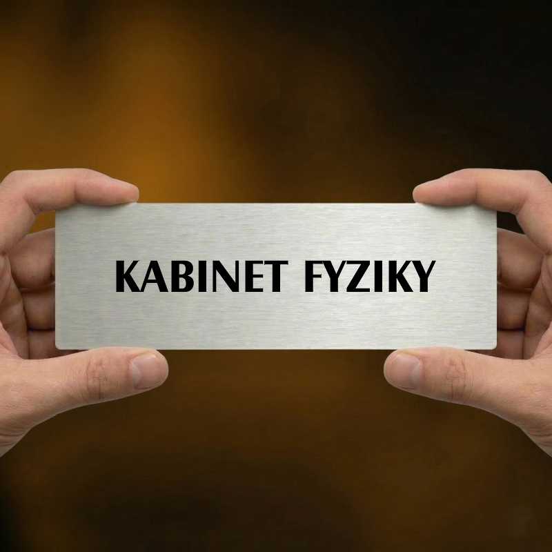 Kabinet fyziky, 200x66mm, zlatá popiska s rámečkem