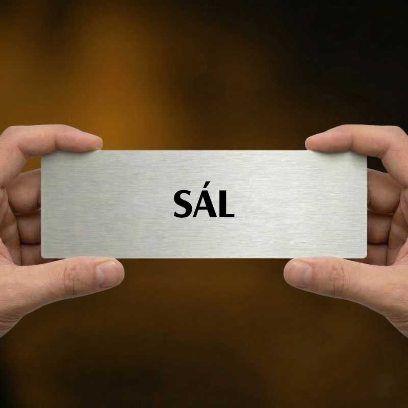 Sál, 200x66mm, zlatá popiska s okrasným rámečkem  