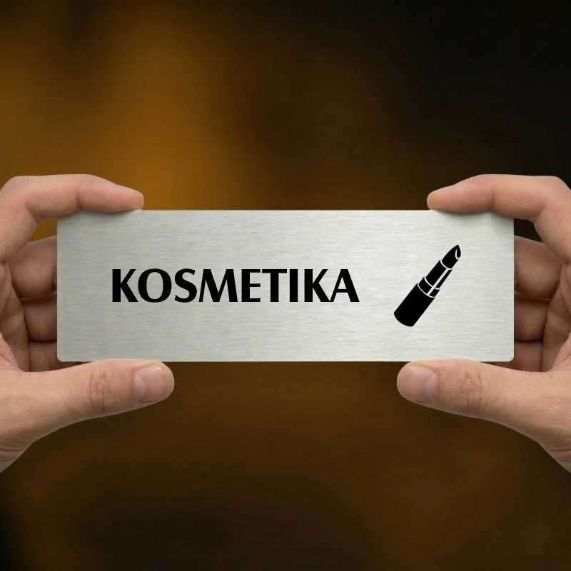 Kosmetika, 200x66mm, zlatá popiska s okrasným rámečkem  