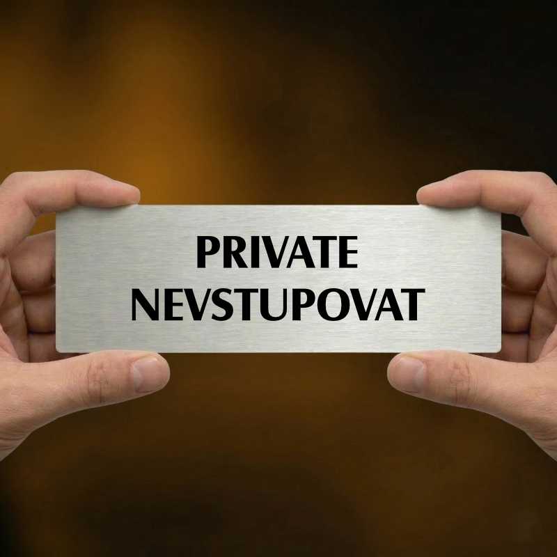 Private, 200x66mm, zlatá popiska s rámečkem