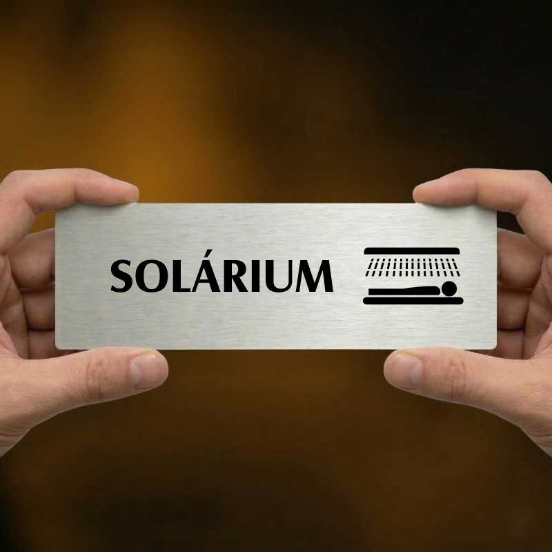Solárium, 200x66mm, zlatá popiska s dvojtým rámečkem