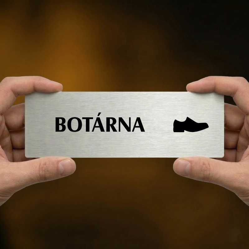 Botárna, 200x66mm, zlatá popiska s dvojtým rámečkem