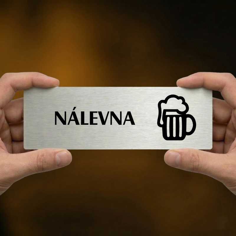 Nálevna, 240x79mm, stříbrná popiska s dvojtým rámečkem