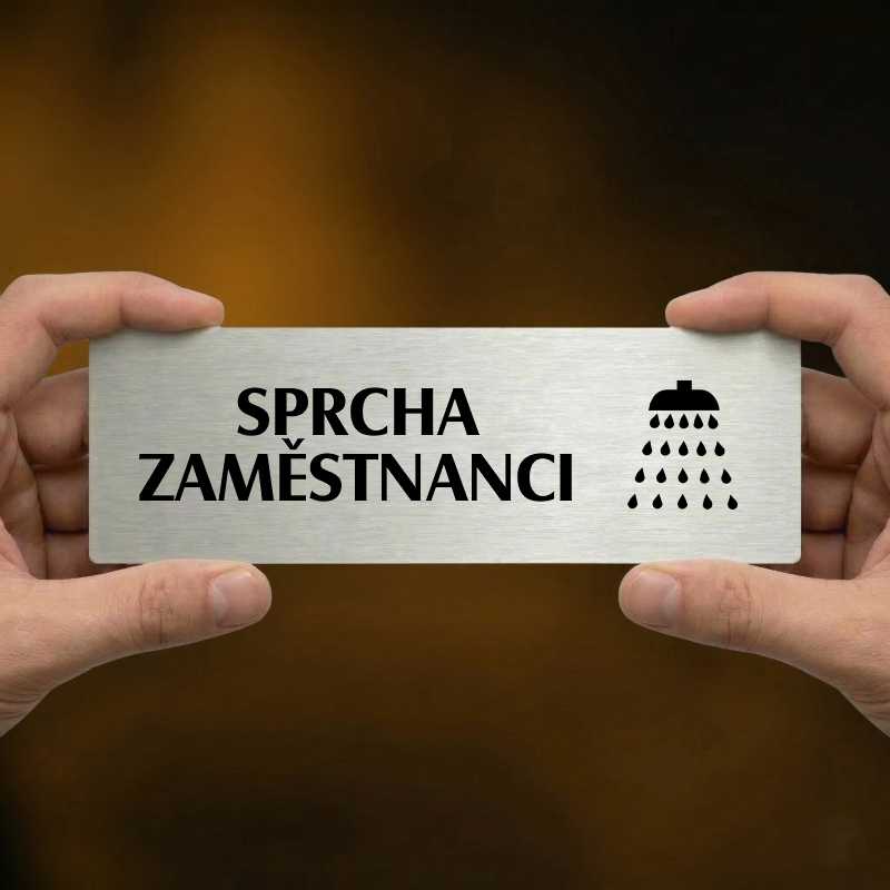 Sprcha zaměstnanci, 240x79mm, zlatá popiska s okrasným rámečkem  