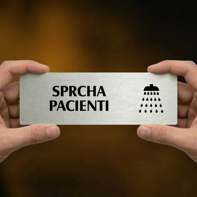 Sprcha pacienti, 240x79mm, zlatá popiska 