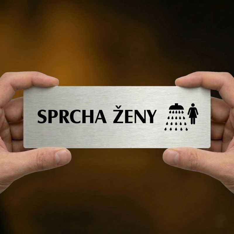 Sprcha ženy, 200x66mm, zlatá popiska s okrasným rámečkem  