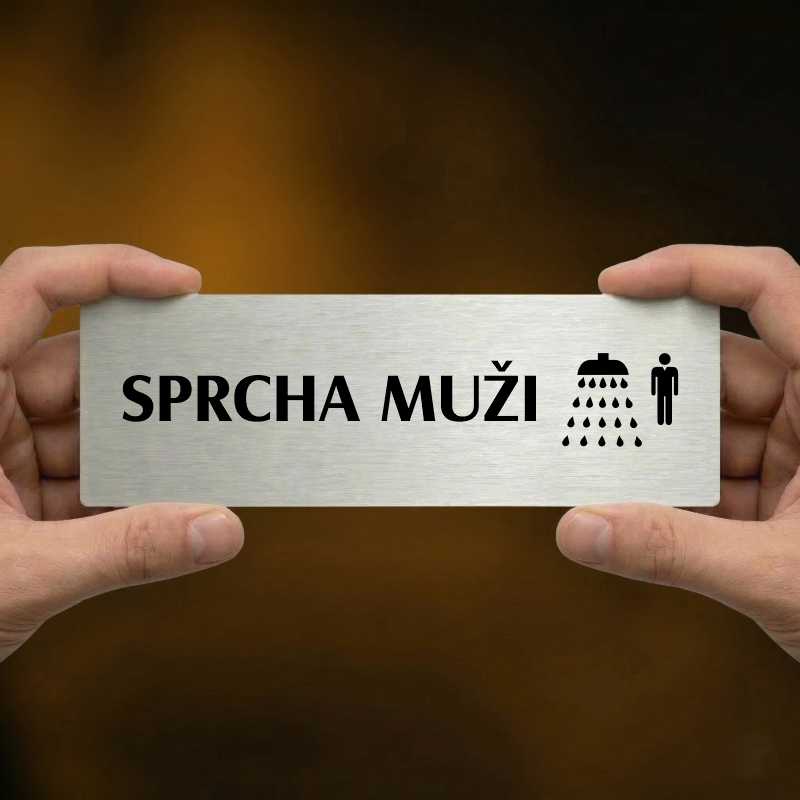 Sprcha muži, 240x79mm, stříbrná popiska s rámečkem