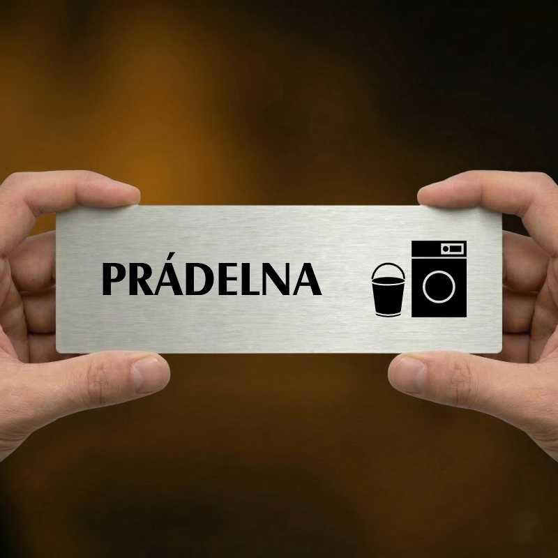 Prádelna, 200x66mm, zlatá popiska s okrasným rámečkem  