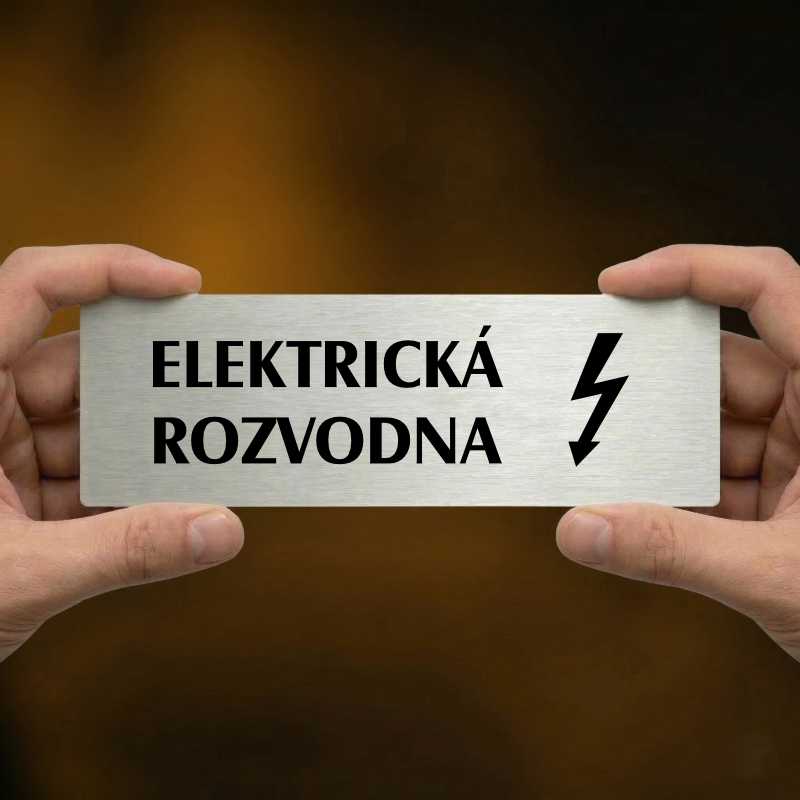 Elektrická rozvodna, 240x79mm, zlatá popiska s okrasným rámečkem  