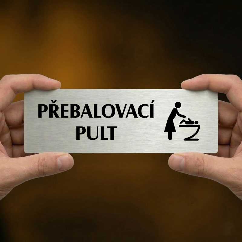 Přebalovací pult, 200x66mm, zlatá popiska s okrasným rámečkem  