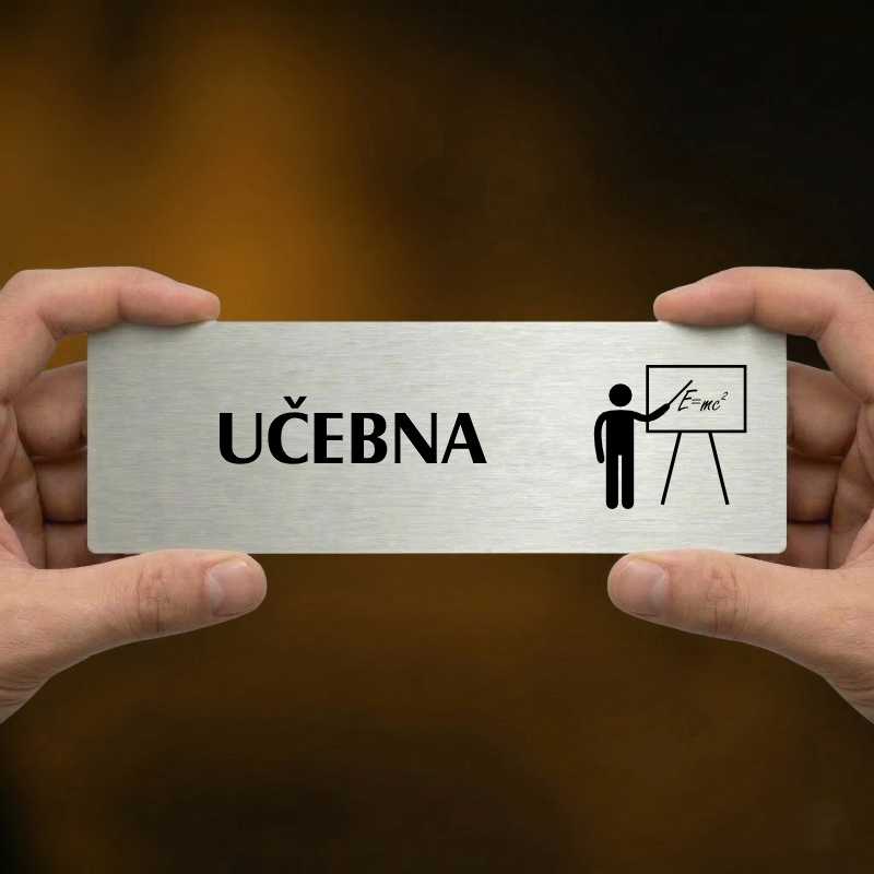 Učebna, 200x66mm, zlatá popiska s rámečkem