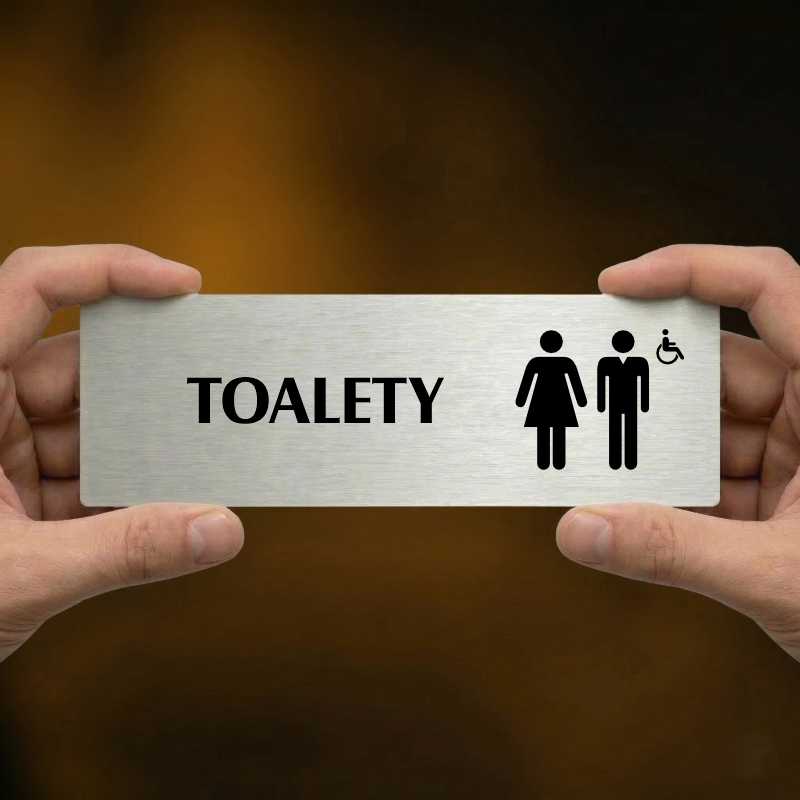 Toalety společné invalida, 240x79mm, zlatá popiska 