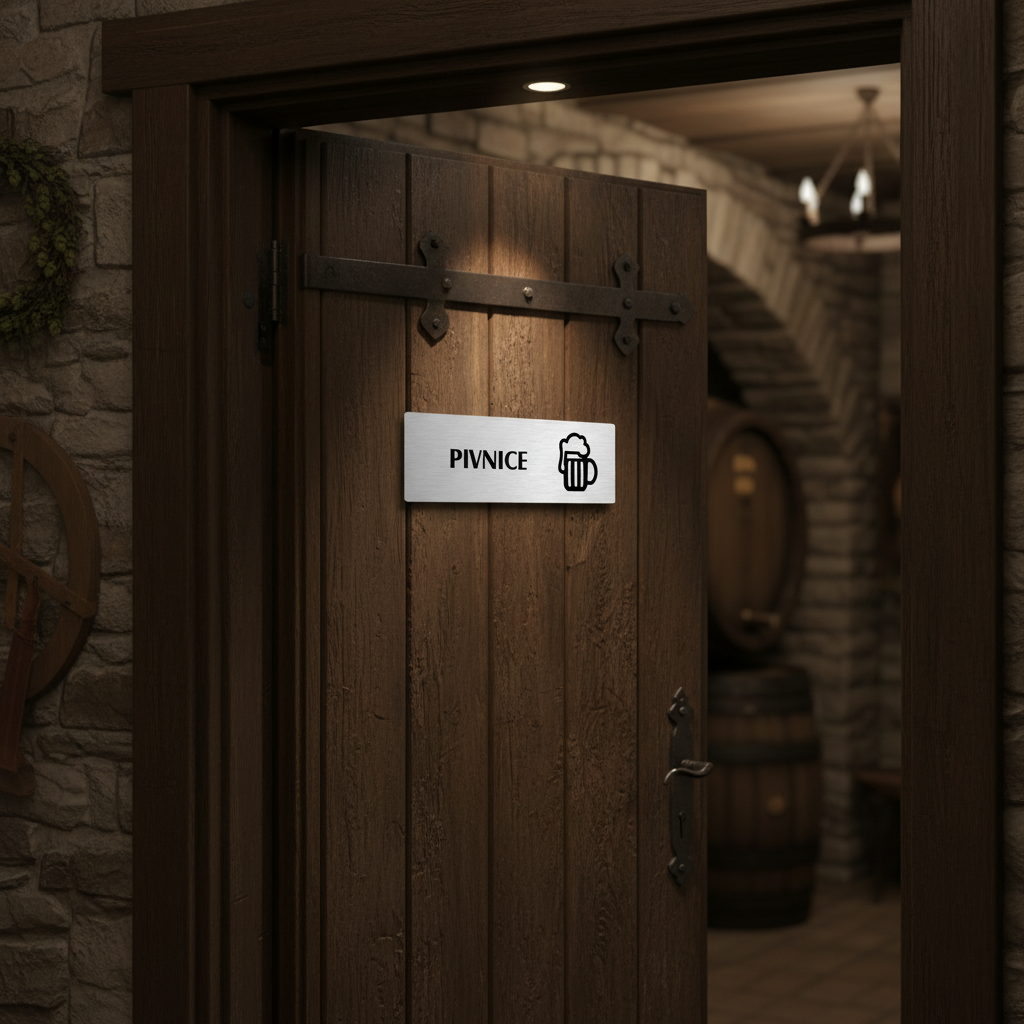 Nálevna, 240x79mm, stříbrná popiska s dvojtým rámečkem