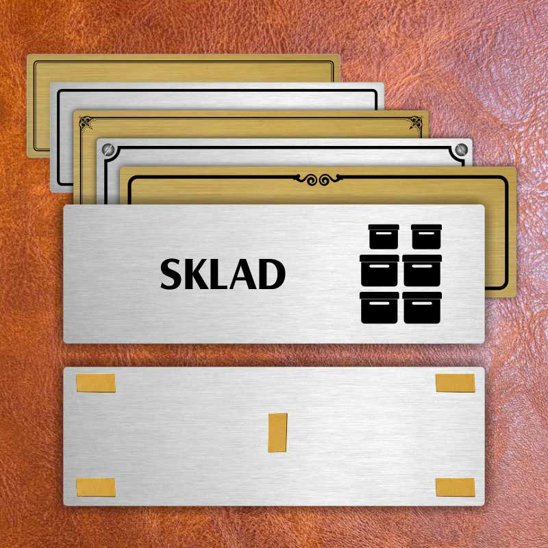 Sklad, 200x66mm, zlatá popiska s okrasným rámečkem  