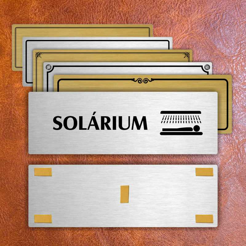 Solárium, 200x66mm, zlatá popiska s dvojtým rámečkem