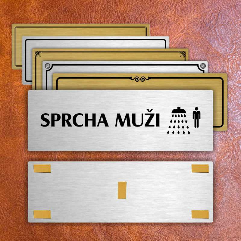 Sprcha muži, 240x79mm, stříbrná popiska s rámečkem