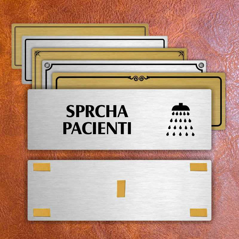 Sprcha pacienti, 240x79mm, zlatá popiska 
