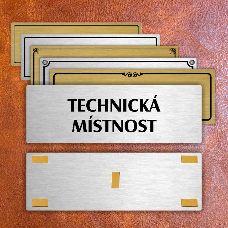 Technická místnost, 240x79mm, zlatá popiska s okrasným rámečkem  