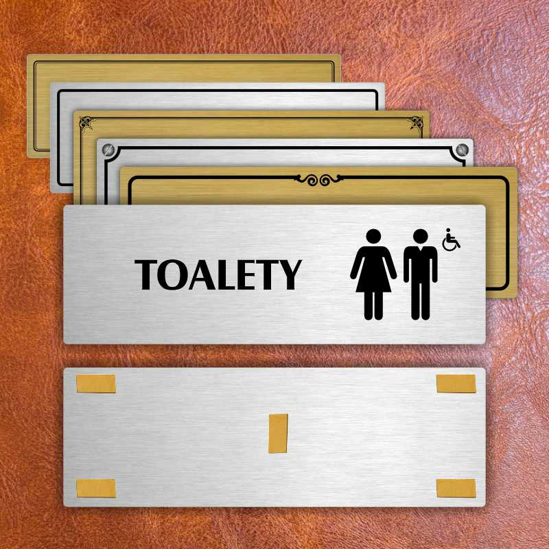 Toalety společné invalida, 240x79mm, zlatá popiska 