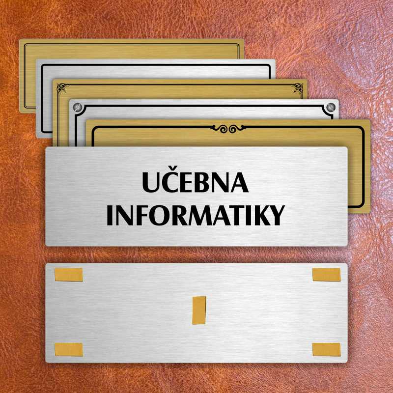 Učebna informatiky, 200x66mm, zlatá popiska s rámečkem