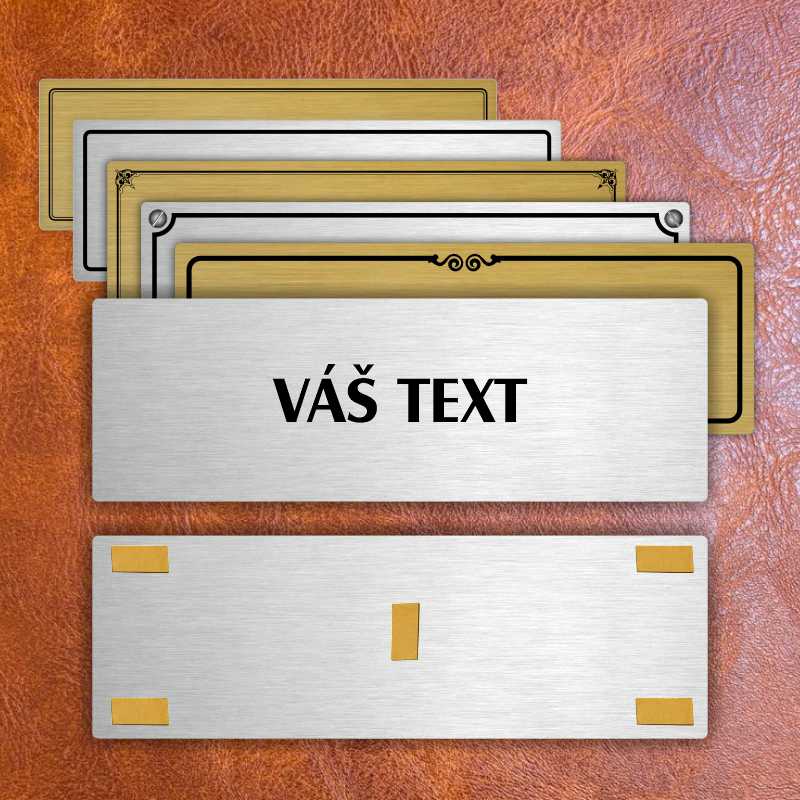 Váš text, 200x66mm, zlatá popiska s okrasným rámečkem  