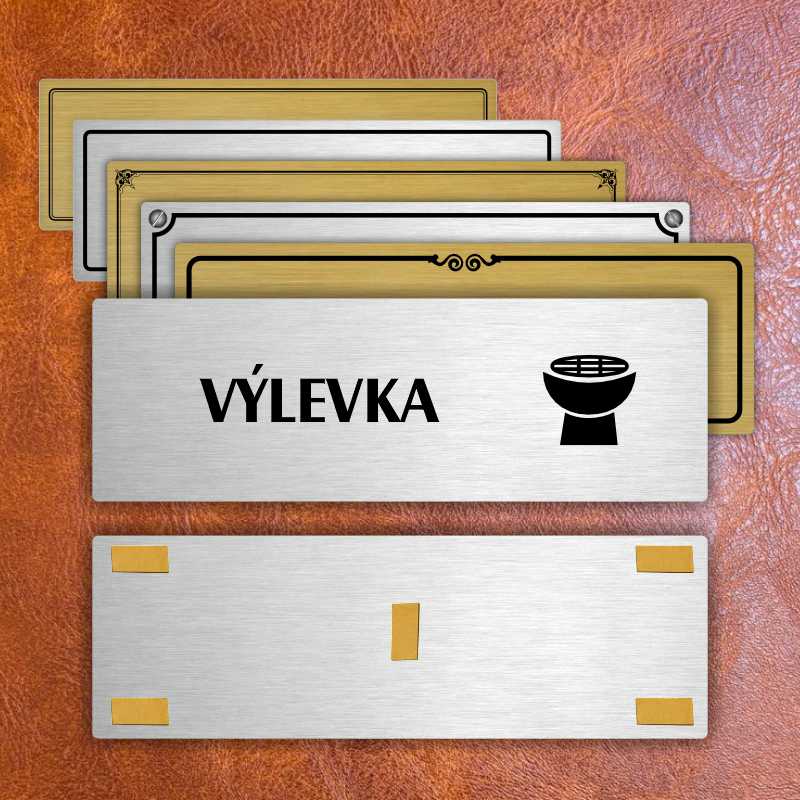 Výlevka, 200x66mm, zlatá popiska s okrasným rámečkem  