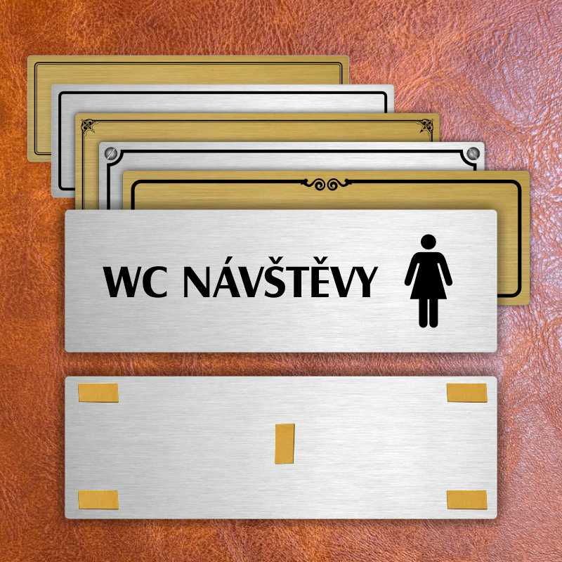 WC návštěvy ženy, 240x79mm, stříbrná popiska 