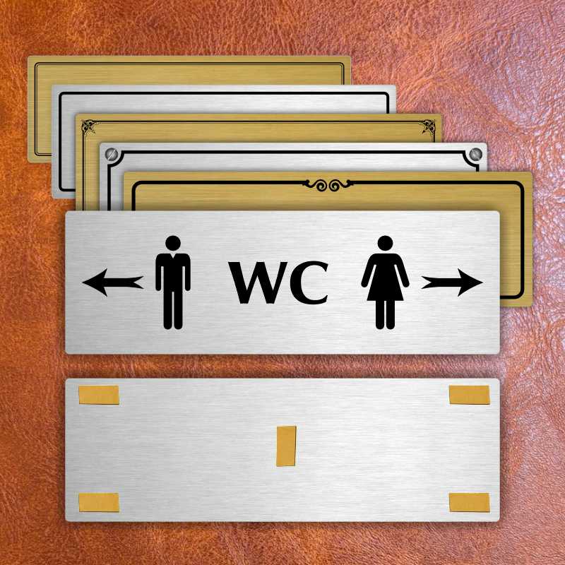 WC společné - rozcestník, 240x79mm, stříbrná popiska s dvojtým rámečkem