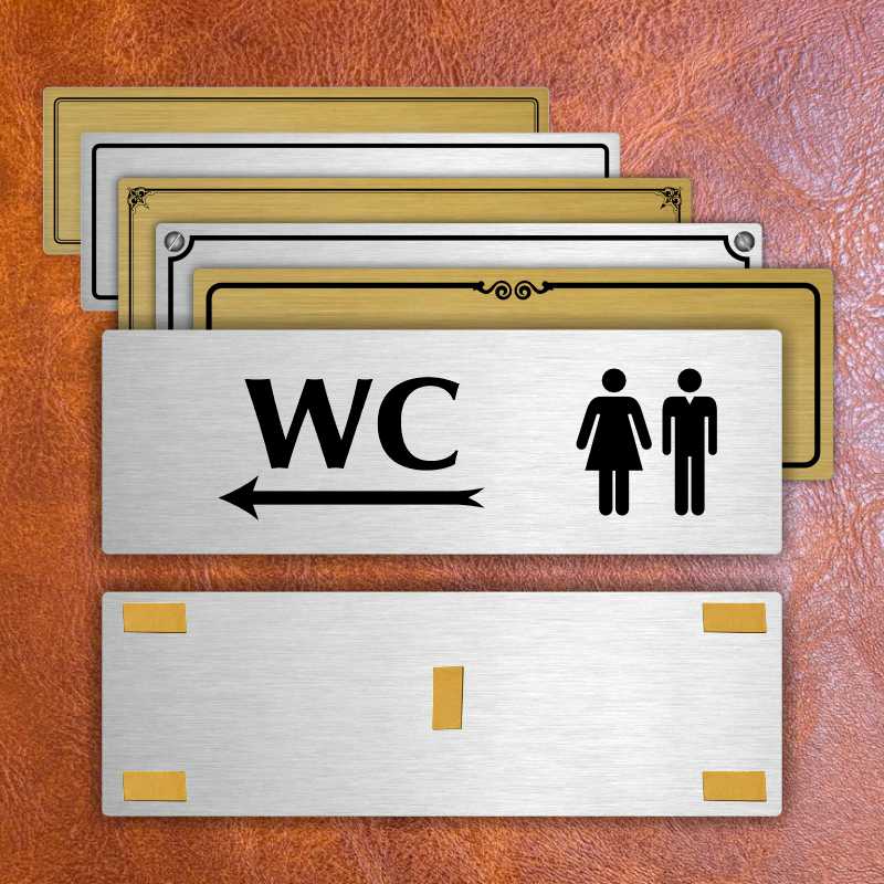 WC společné vlevo, 240x79mm, stříbrná popiska 