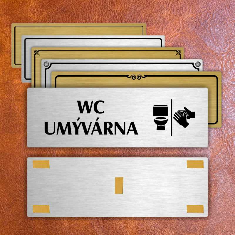 WC umývárna, 240x79mm, stříbrná popiska 