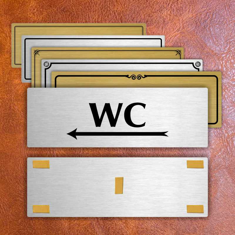 WC vlevo, 240x79mm, zlatá popiska s rámečkem