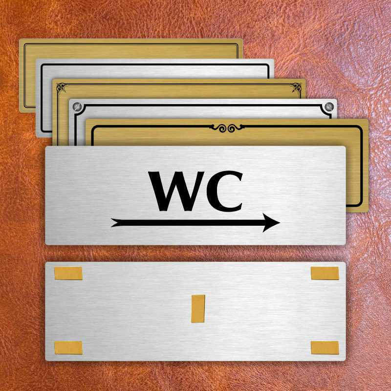 WC vpravo, 240x79mm, stříbrná popiska 