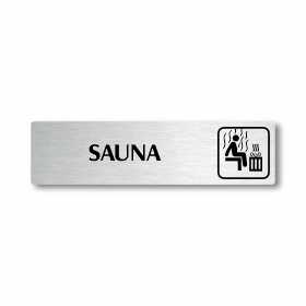 Sauna, stříbrná cedulka, 180x45mm