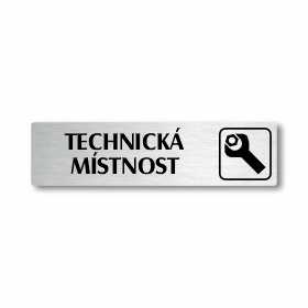 Technická místnost, stříbrná cedulka, 180x45mm