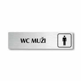 WC muži, stříbrná cedulka, 180x45mm