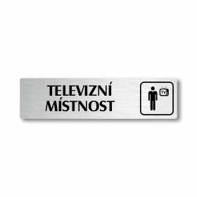 Televizní místnost, stříbrná cedulka, 180x45mm