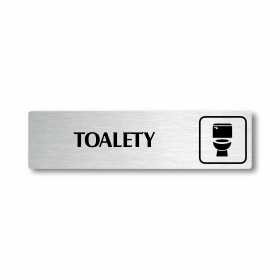 Toalety, stříbrná cedulka, 180x45mm