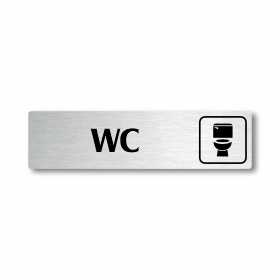 WC, stříbrná cedulka, 180x45mm