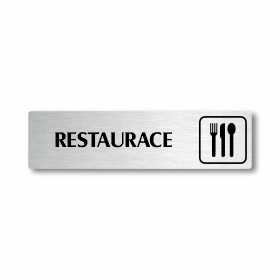 Restaurace, stříbrná cedulka, 180x45mm