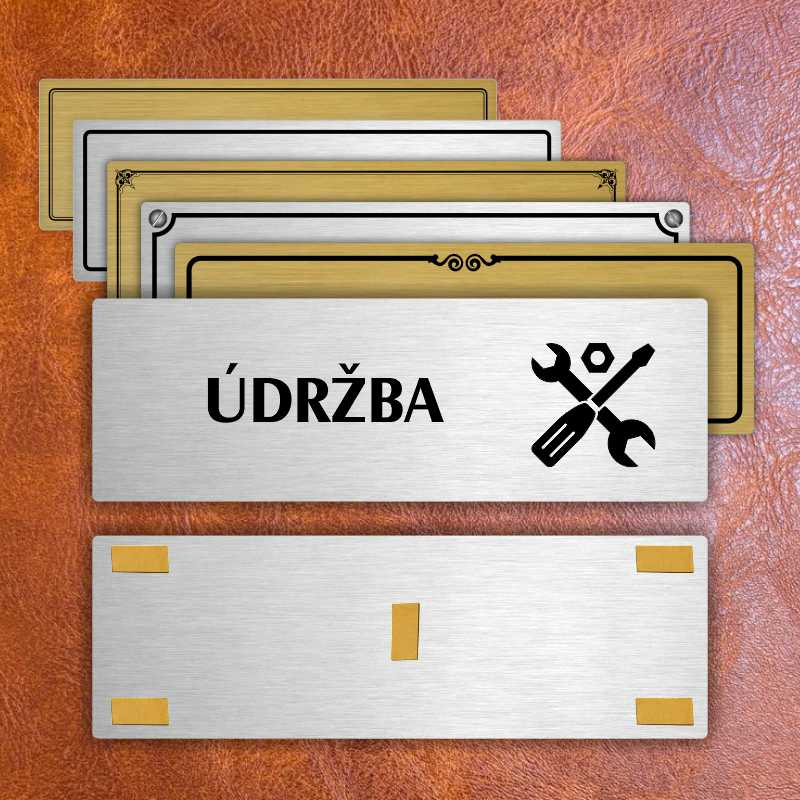 Údržba, 240x79mm, zlatá popiska s ozdobou uprostřed
