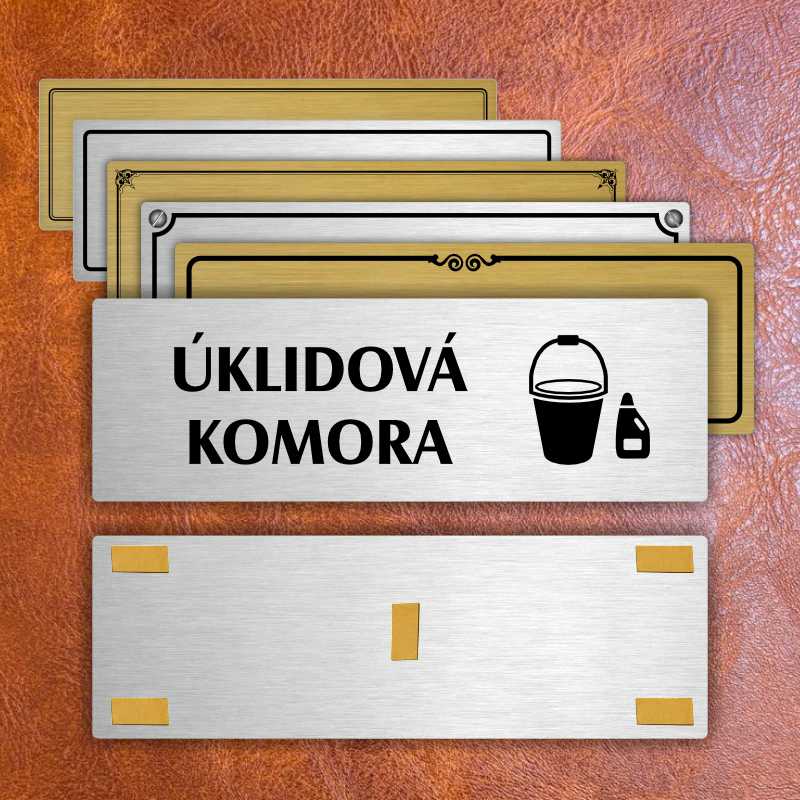 Úklidová komora, 200x66mm, zlatá popiska s imitacemi šroubků