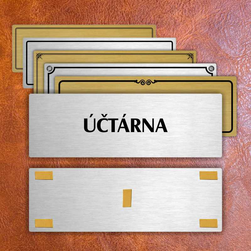 Účtárna, 240x79mm, zlatá popiska s ozdobou uprostřed