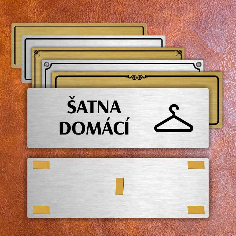 Šatna domácí, 240x79mm, zlatá popiska 